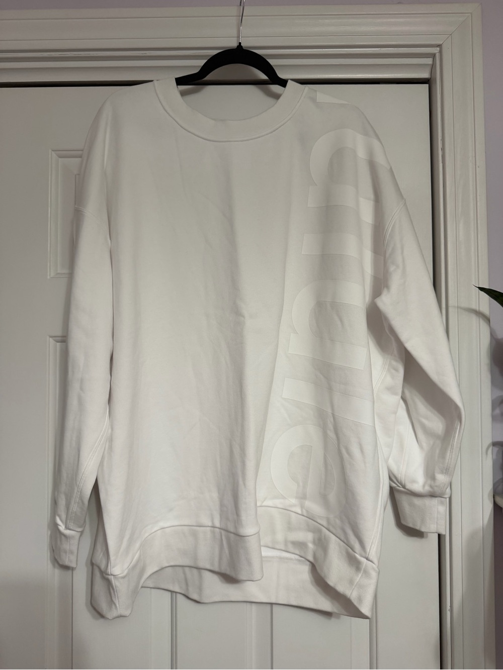 lululemon athletica White Oversized Crewneck Sweatshirt with Tonal Logo